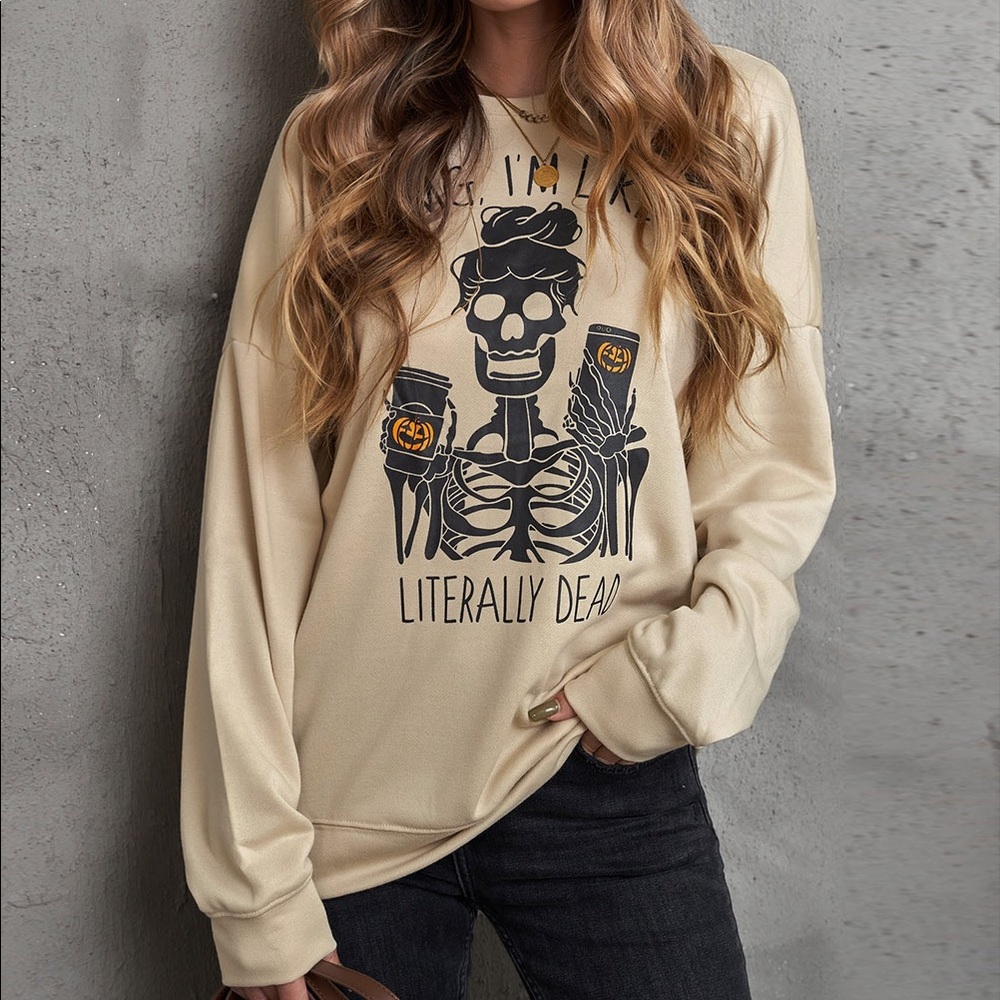 Halloween Skeleton Graphic Dropped Shoulder Sweatshirt *OFFERS WELCOME*